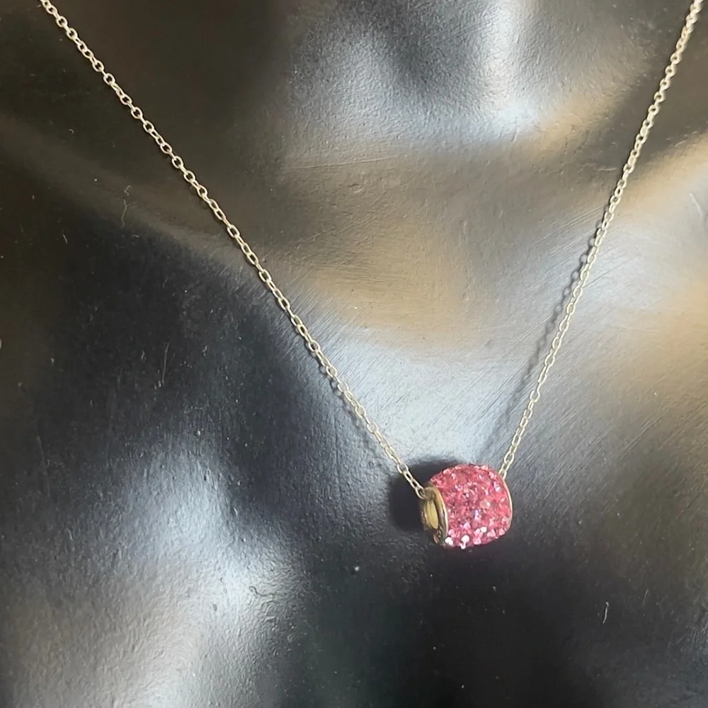 Pink sterling silver cz necklace